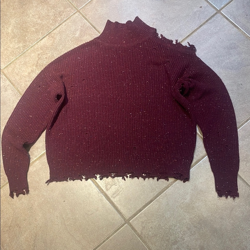 ZENANA DISTRESSED SHOULDER OUT SWEATER! Medium